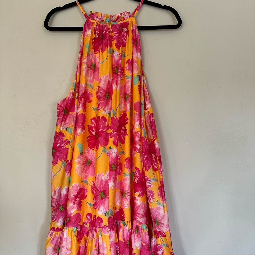 H&M Floral Midi Dress in Pink and Yellow - Picture 3 of 6